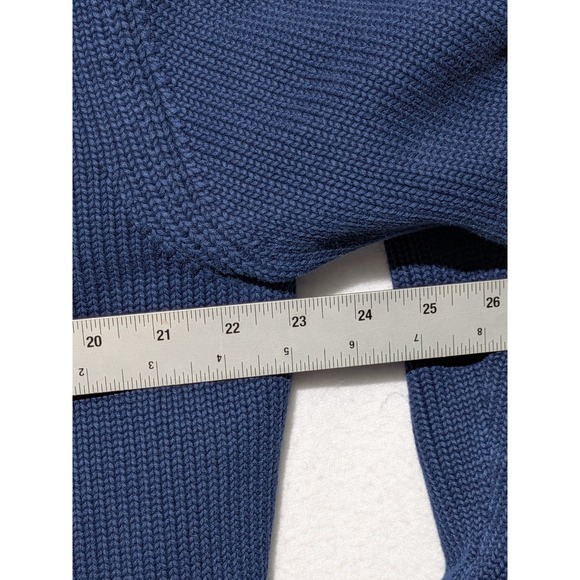 Cutter & Buck Blue Cotton Sweater XL Chunky Knit Elbow Patch - Picture 10 of 13